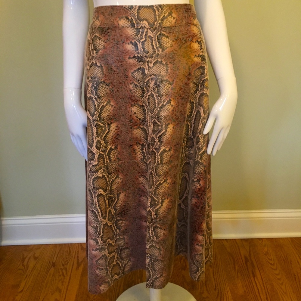 Faux leather snake print midi skirt